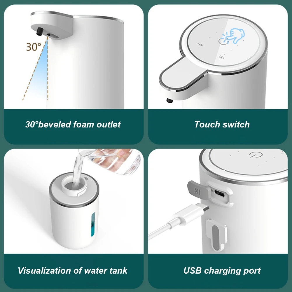 Touchless Automatic Foam Soap Dispenser – USB Rechargeable (380ml)
 Adjustable Foam Smart Sensor Soap Dispenser Large Capacity for Bathroom Kitchen